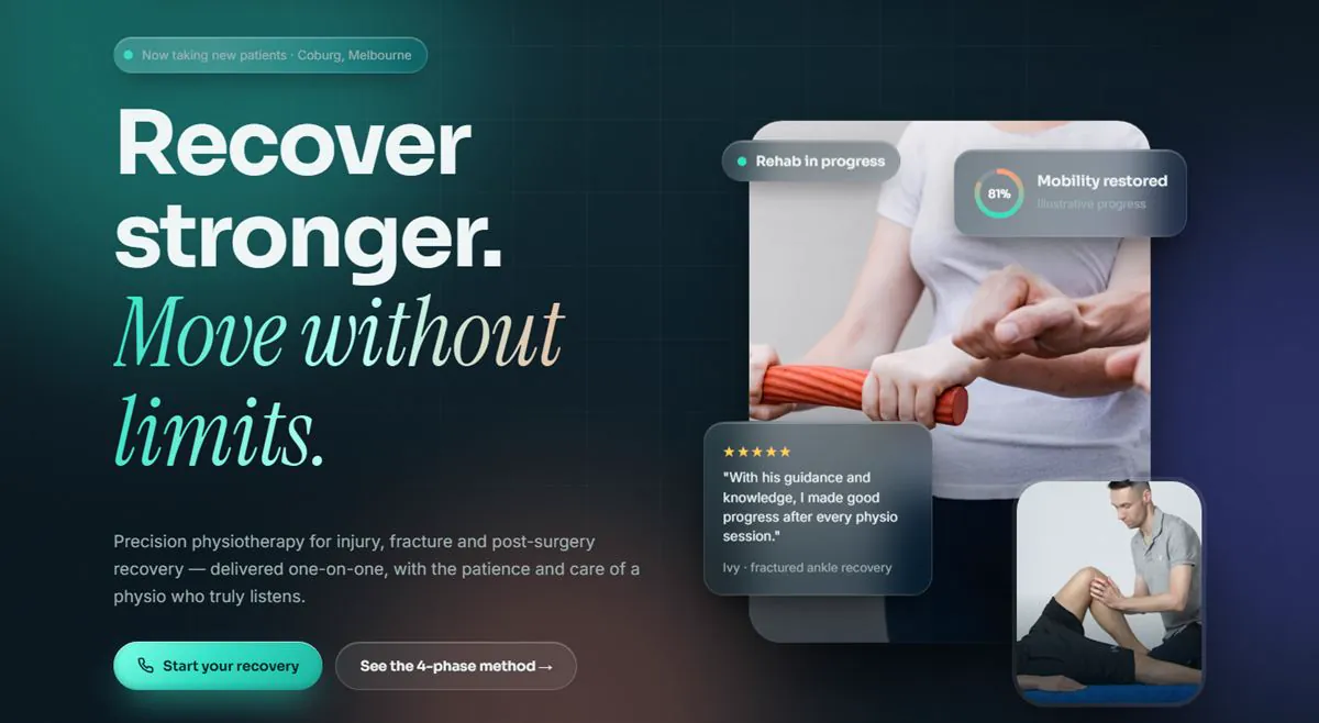 Website for a physiotherapy clinic in Coburg